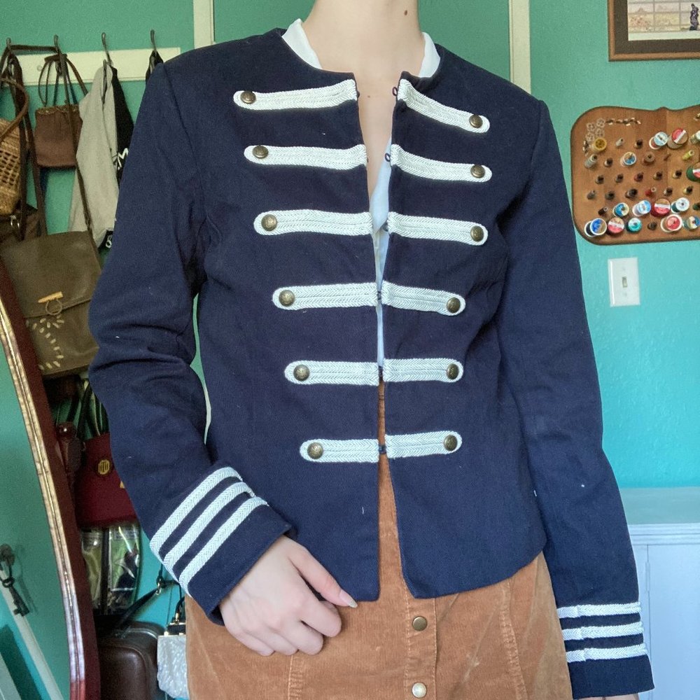 NWOT Nautical Boating Navy Jacket with White Braid